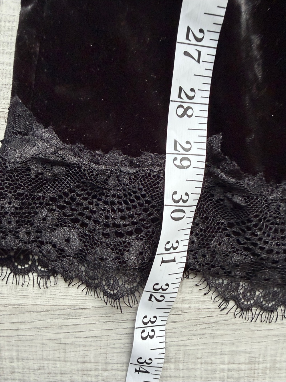 Topshop Black Crushed Velvet Lace-Trim Slip Dress, Size US6. - Picture 16 of 17